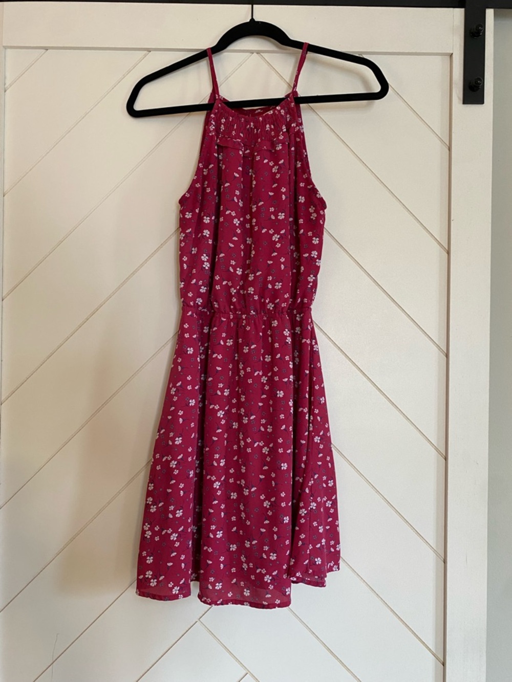 miami Red Floral Halter Midi Dress